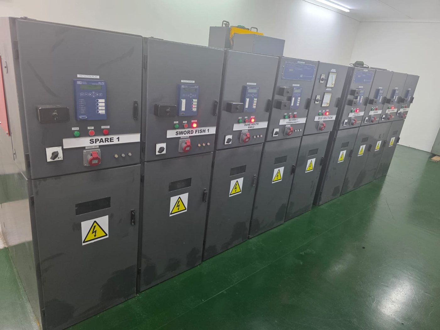 Front view of completed retrofit switchgear panels